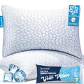 QUTOOL Cooling Pillow for Sleeping, CertiPUR-US Shredded Memory Foam Queen Pillows Set of 2, Cool Pillow for Hot Sleepers Adjustable Firm Pillow for Side, Back, Stomach Sleepers Soft Yet Support,White