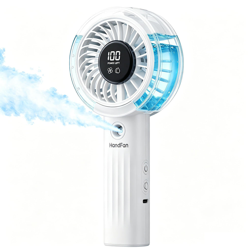 HandFan Upgraded Misting Fan with LED Display – Extreme Cooling Portable Handheld Fan with Water Mist Spray, 50% Stronger Airflow & Quieter, USB Rechargeable for Travel/Park/Disney/Beach/Concert/Game