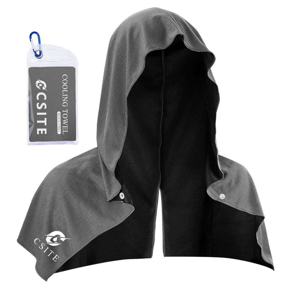 CSITE 2 Pack Cooling Hoodie Towels, Instant Cooling Towels for Neck and Face, UPF 50 Sun Protection, Ice Towel for Hot Weather, Head Towel for Sports, Camping, Cycling & More Activities