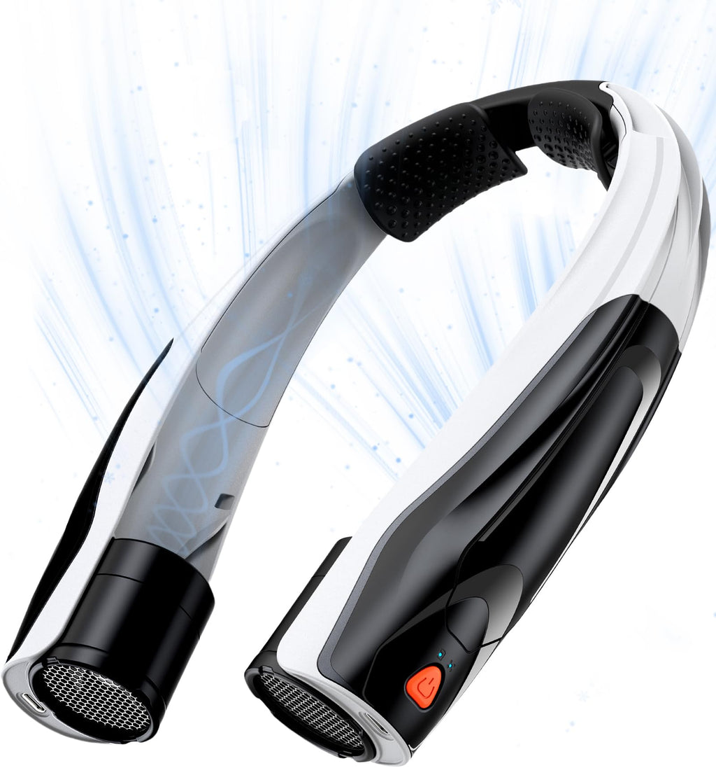 Max 21 mph Powerful Cooling Airflow Neck Fan: 6-Speed 6000mAh 8-20H Runtime | 360° Airflow Coverage for Full Neck & Face Cooling - Hands-Free Wearable Fan for Outdoor Travel Hiking Hot Flashes -Black