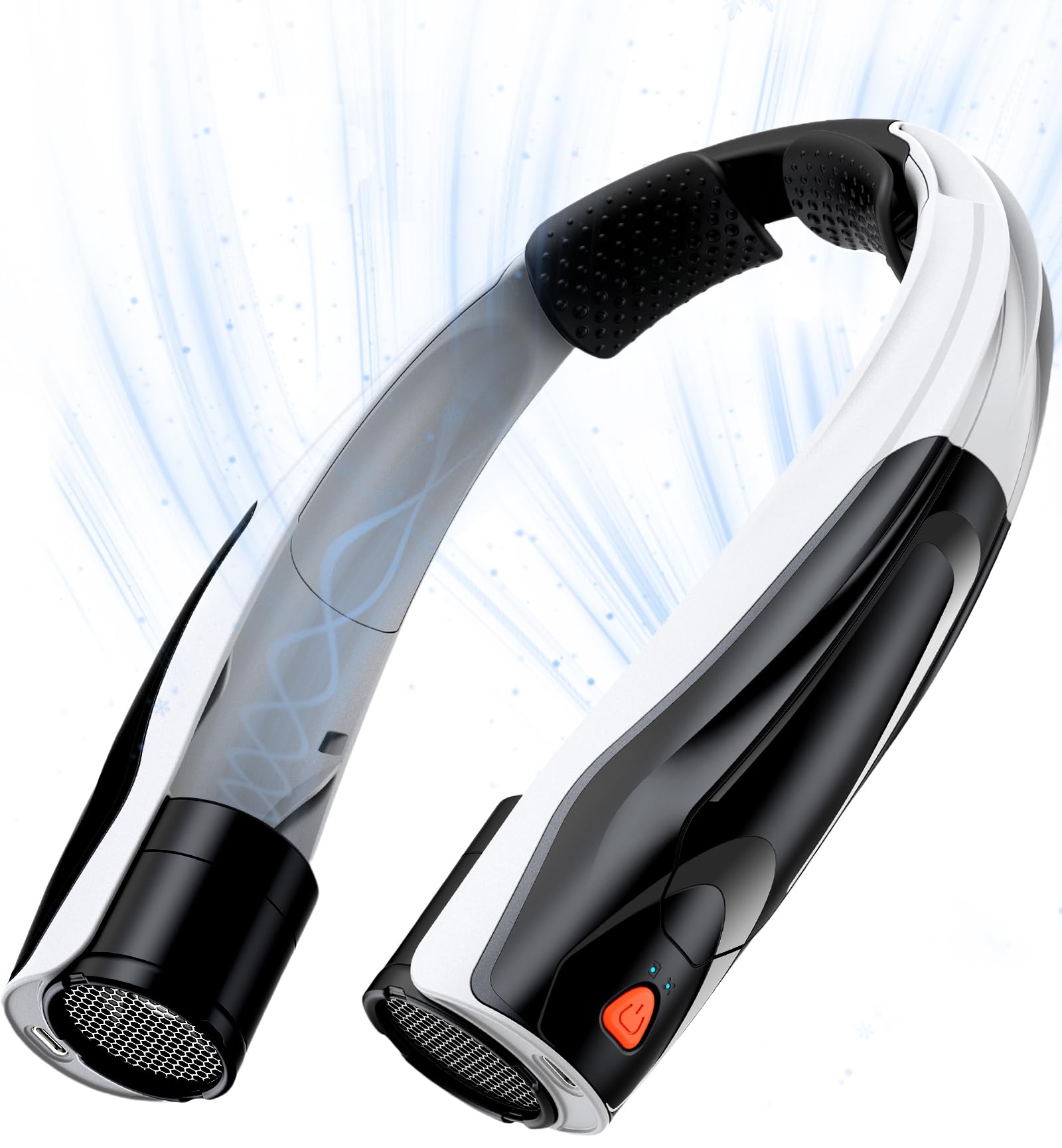 Max 21 mph Powerful Cooling Airflow Neck Fan: 6-Speed 6000mAh 8-20H Runtime | 360° Airflow Coverage for Full Neck & Face Cooling - Hands-Free Wearable Fan for Outdoor Travel Hiking Hot Flashes -Black