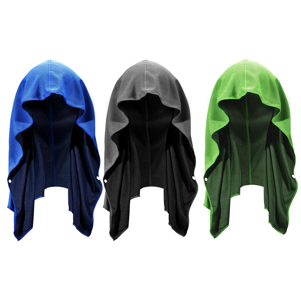 3 Pack Cooling Hoodie Towel, UPF 50 Sun Protection Cooling Towels for Neck and Face, Quick Drying Ice Towels for Hot Weather, Cooling Neck Wraps for Sport, Workout, Gym, Camping