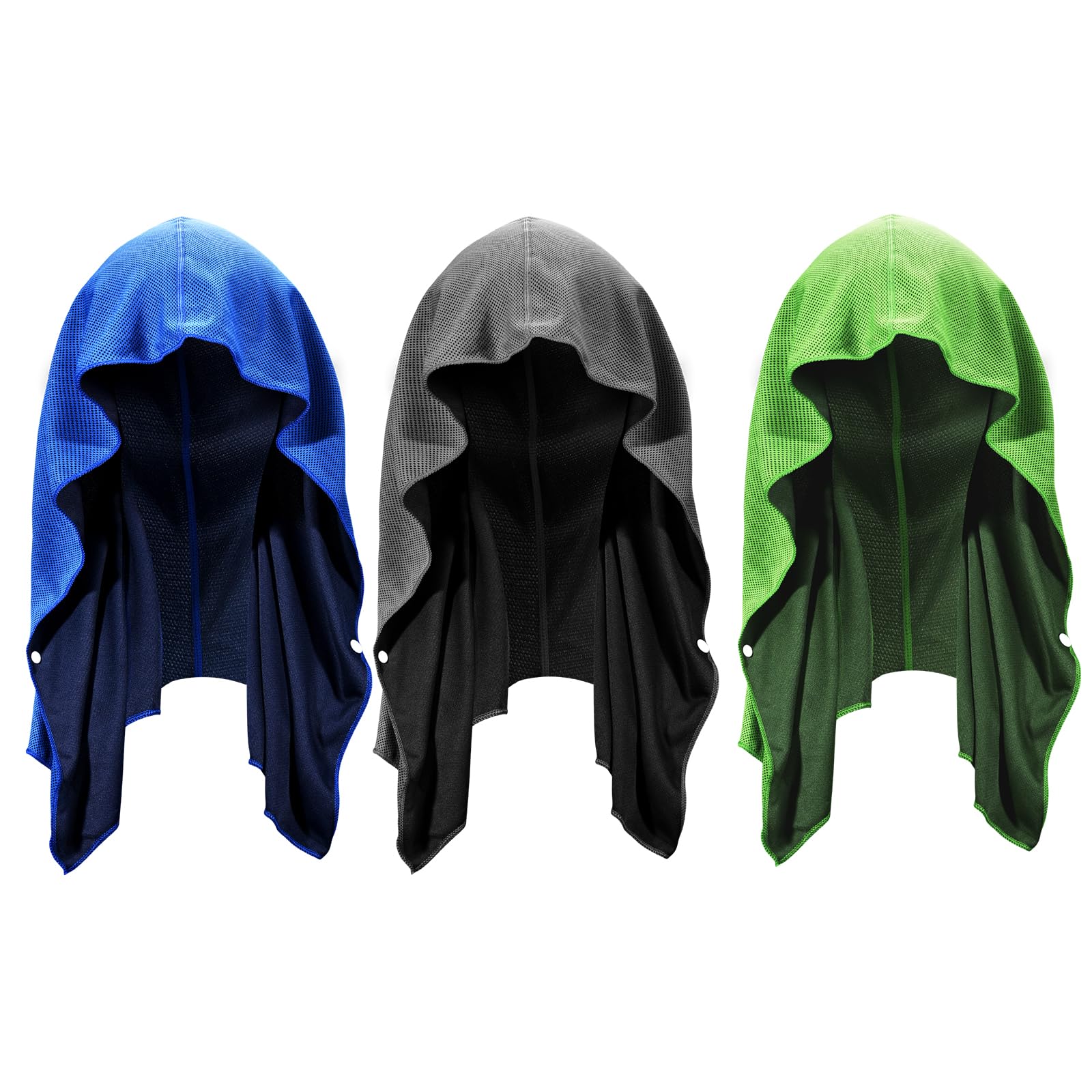3 Pack Cooling Hoodie Towel, UPF 50 Sun Protection Cooling Towels for Neck and Face, Quick Drying Ice Towels for Hot Weather, Cooling Neck Wraps for Sport, Workout, Gym, Camping