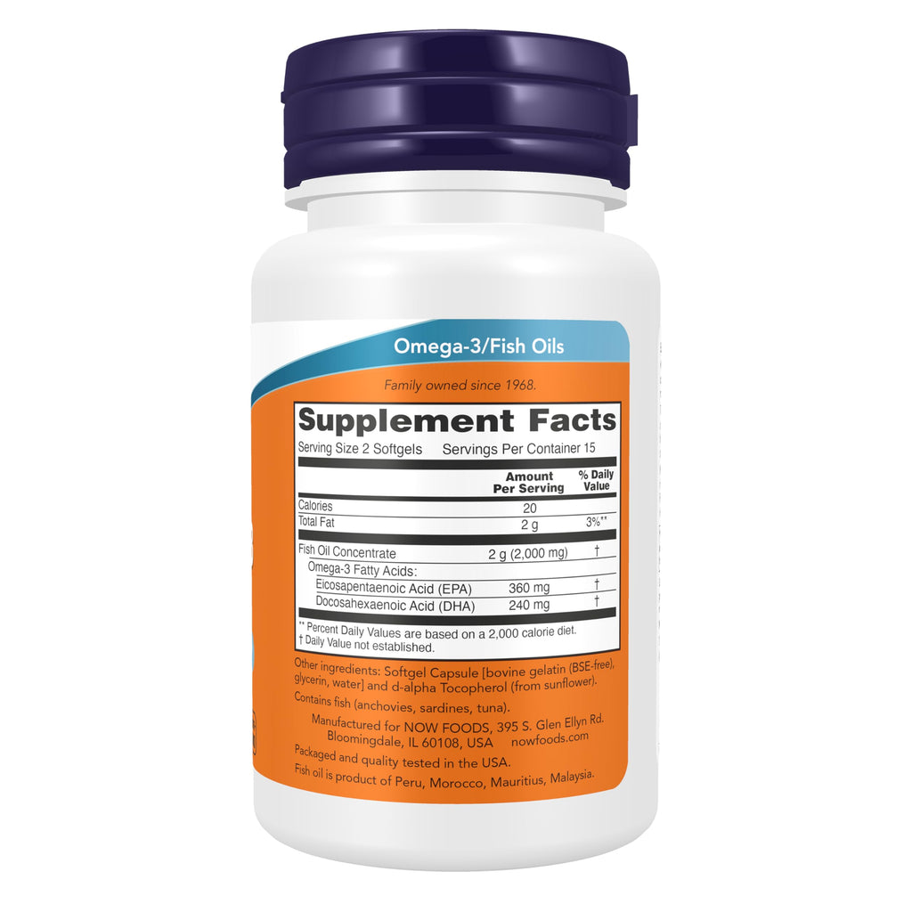 NOW Supplements, Omega-3, Molecularly Distilled, 30 Softgels