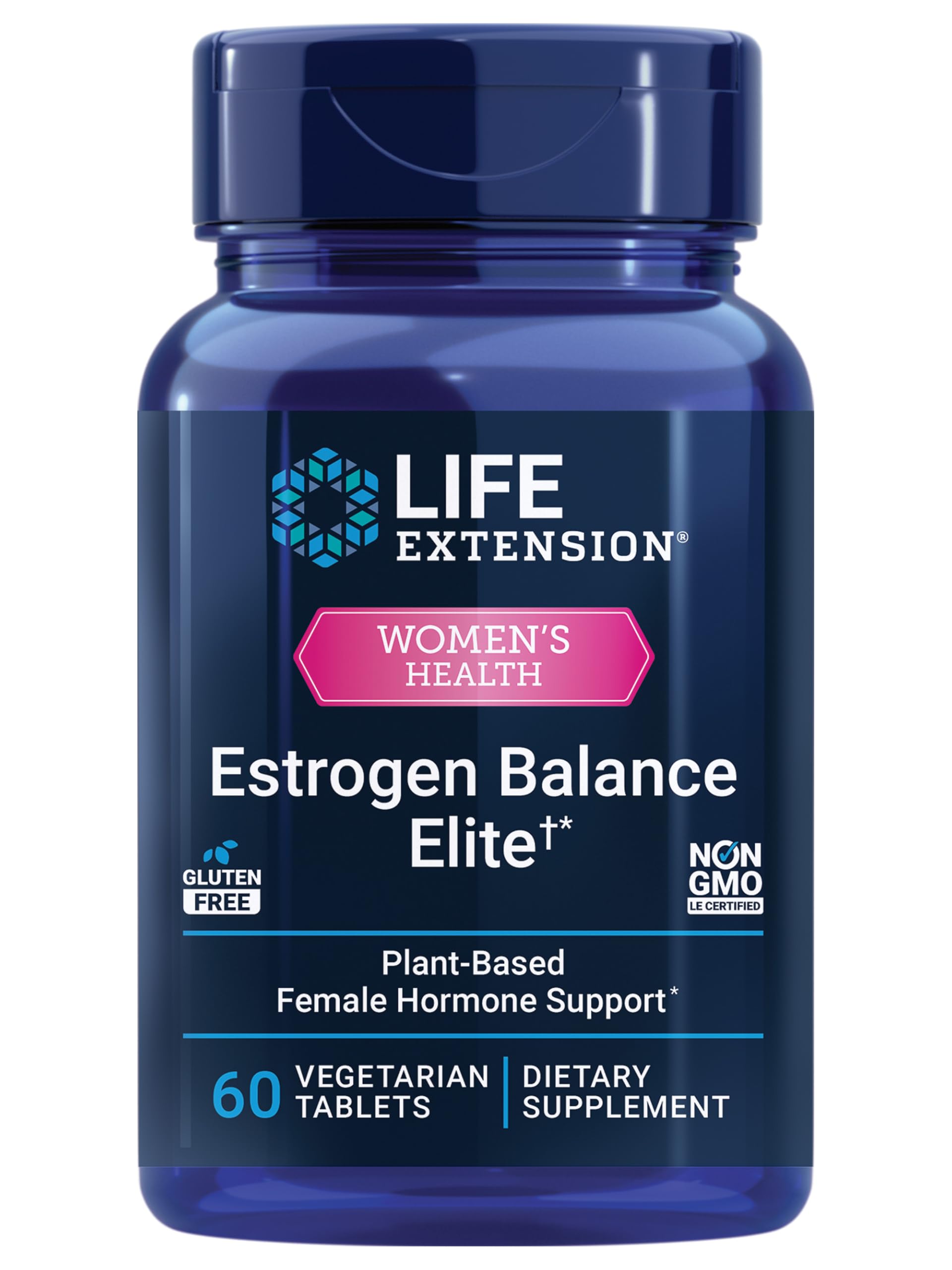 Life Extension Estrogen Balance Elite, Menopause Support Supplement, Hormone Balance, hot Flashes, Night Sweats, Vaginal Dryness, Gluten-Free, Non-GMO, Vegetarian, 60 Tablets.