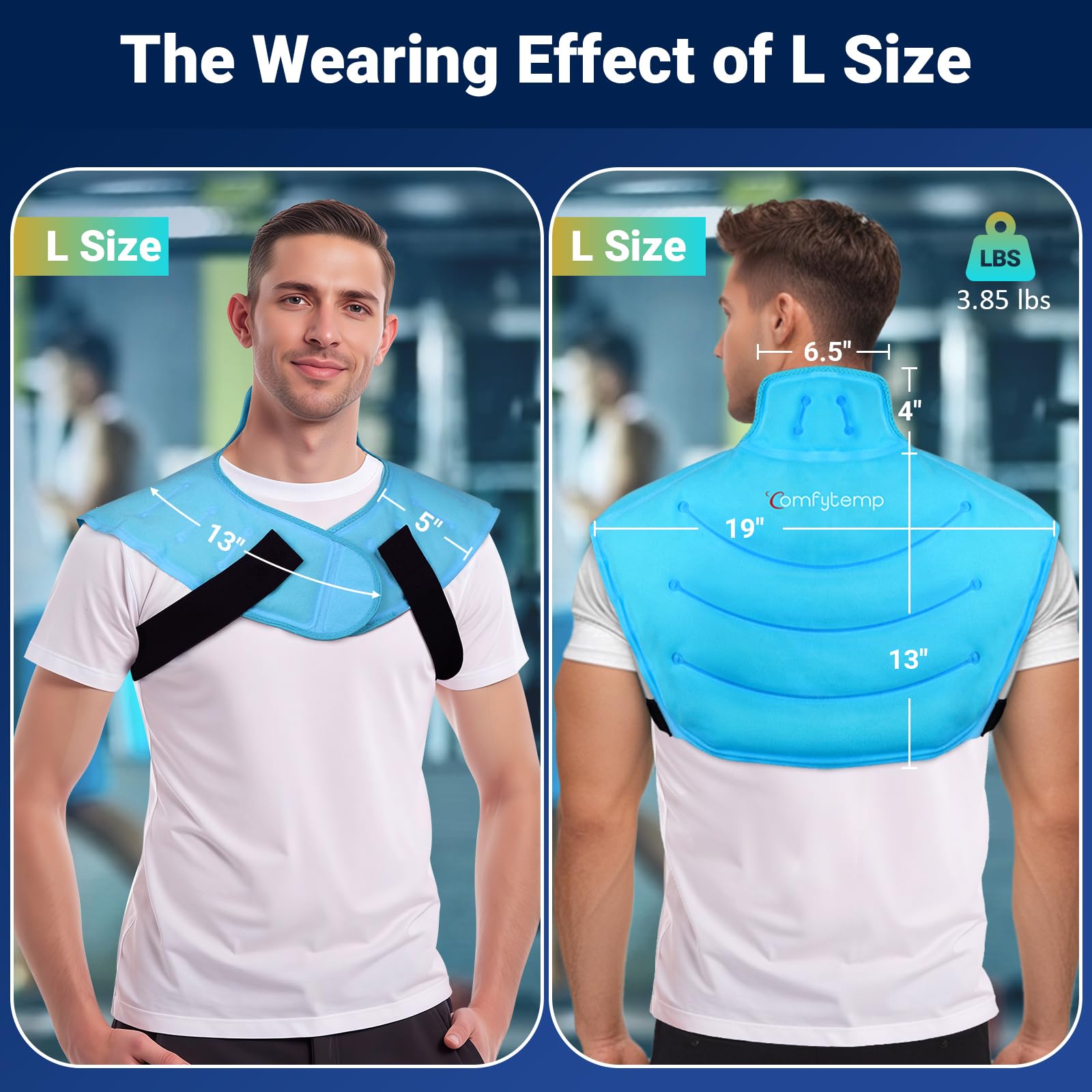 Comfytemp Large Ice Pack for Neck Shoulders Upper Back Pain Relief | FSA Eligible HSA, Reusable Gel Ice Pack Hot Cold Compress Recovery for Neck Shoulder Upper Back, Rotator Cuff (Large, Blue)