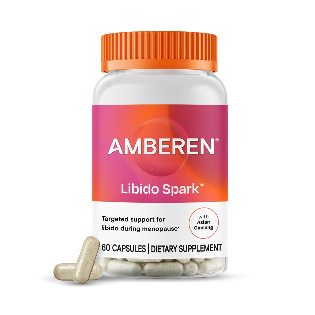 Amberen Libido Spark Menopause Support Supplement for Women —Supports Intimate Wellness with Asian Ginseng Root Extract, Hormone-Free, Soy-Free, 60 Capsules, 30-Day Supply