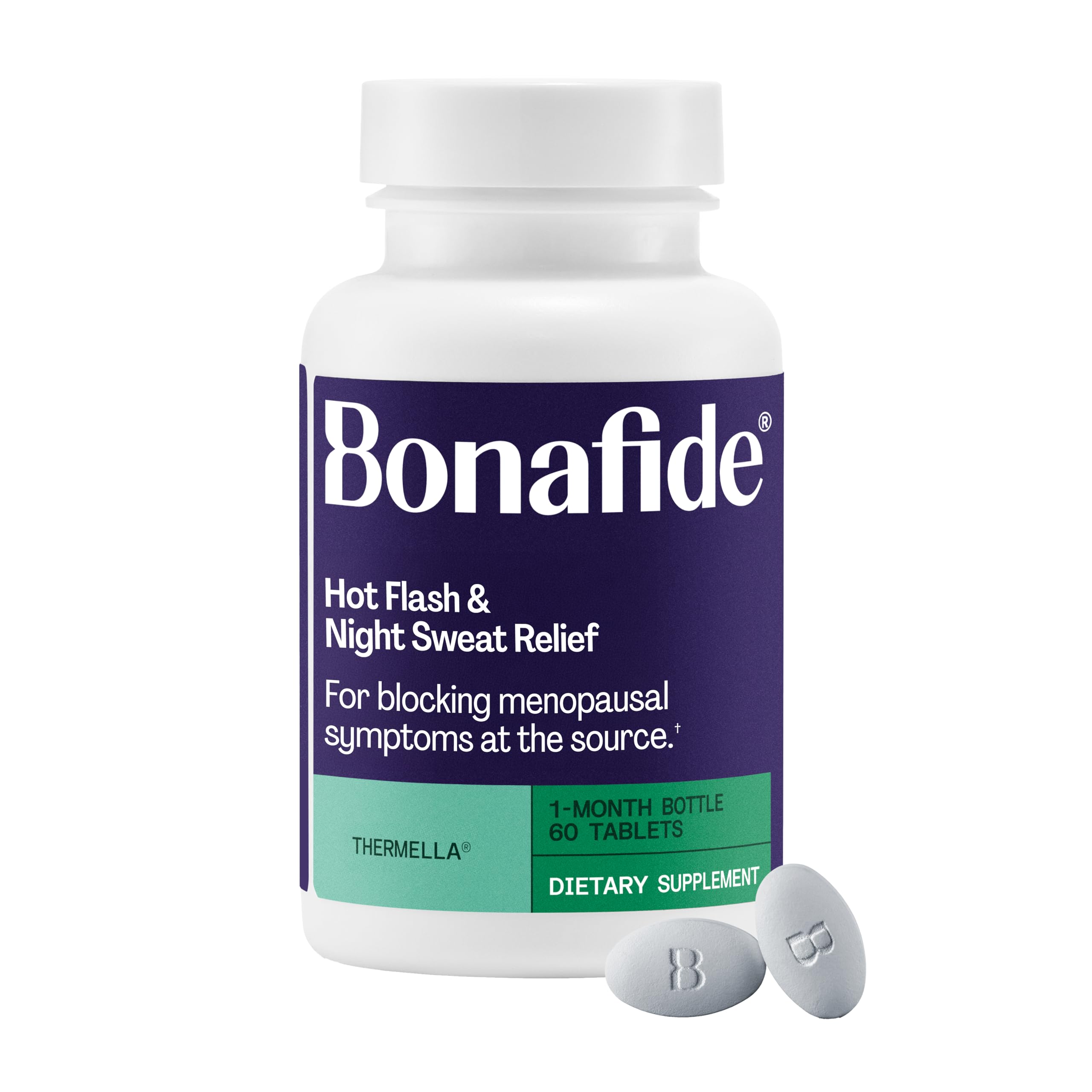Bonafide Targeted Menopause Support for Hot Flash & Night Sweat Relief Thermella – Hormone-Free, Clinically Studied Formula with a Blend of Curcumin, Green Tea & Spirulina Extracts — 1-Month Supply