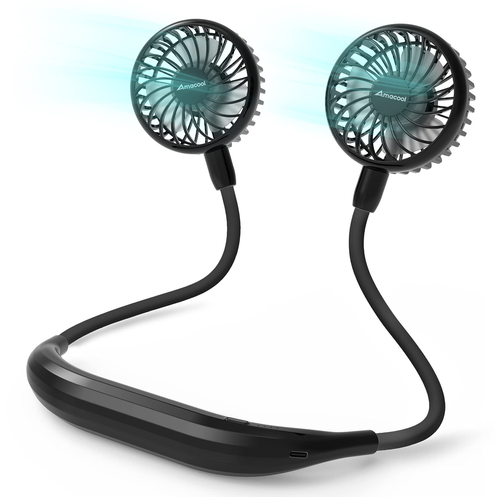 AMACOOL Portable Neck Fan, Lightweight Wearable with Hands-Free Comfort | 360° Adjustable Personal Fan with Ultra Quiet & Strong Wind, Gifts for Men Women Hot Flashes Cruise Travel Outdoor Sports