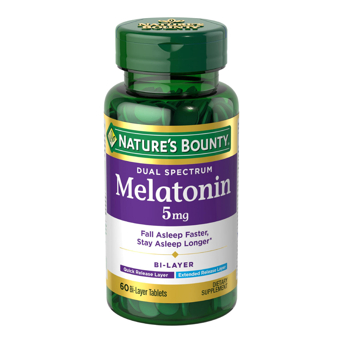 Nature's Bounty Melatonin 5mg Dual Spectrum, 60 Bi-Layer Tablets