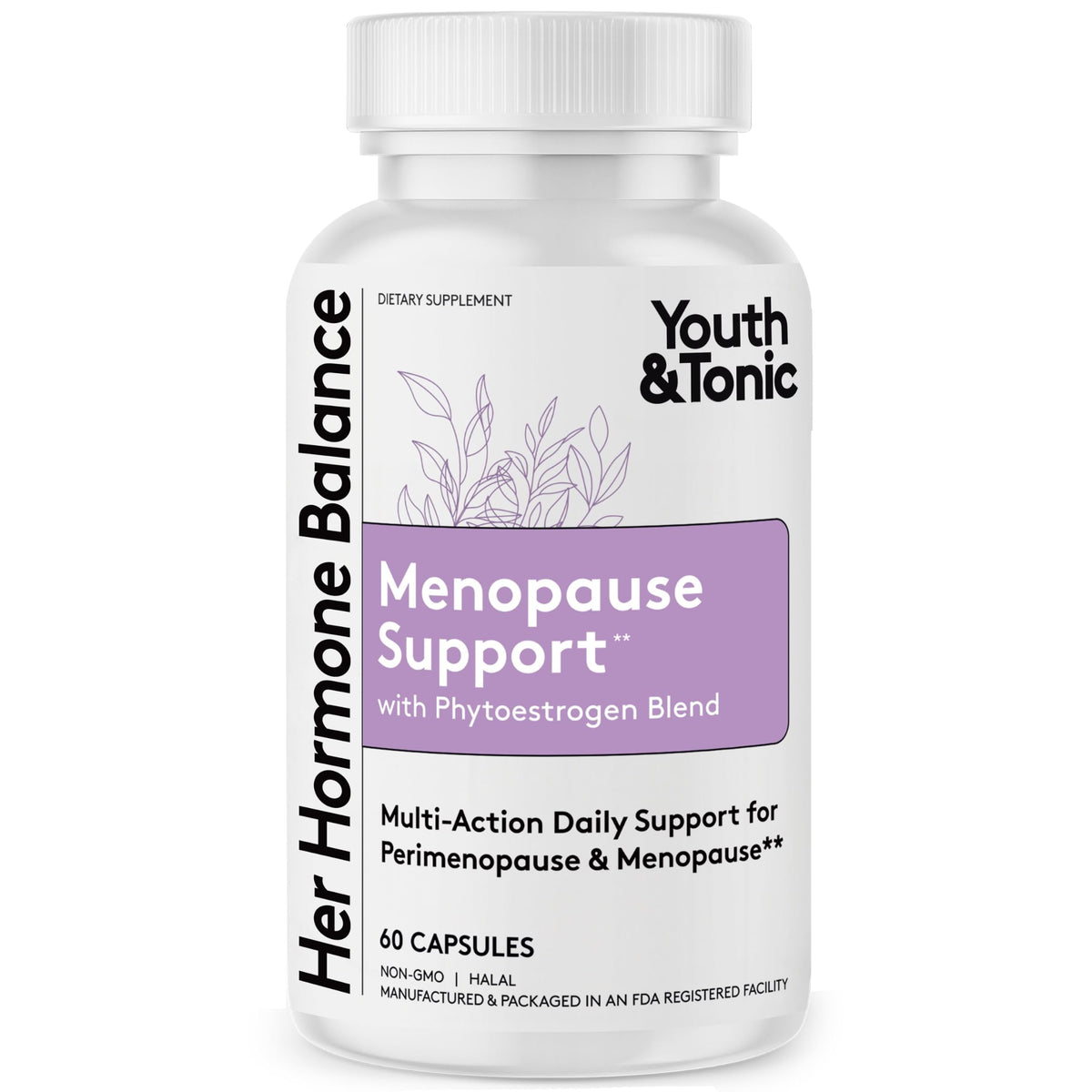 Youth & Tonic Menopause Supplement for Hot Flashes & Night Sweats 60 Pills