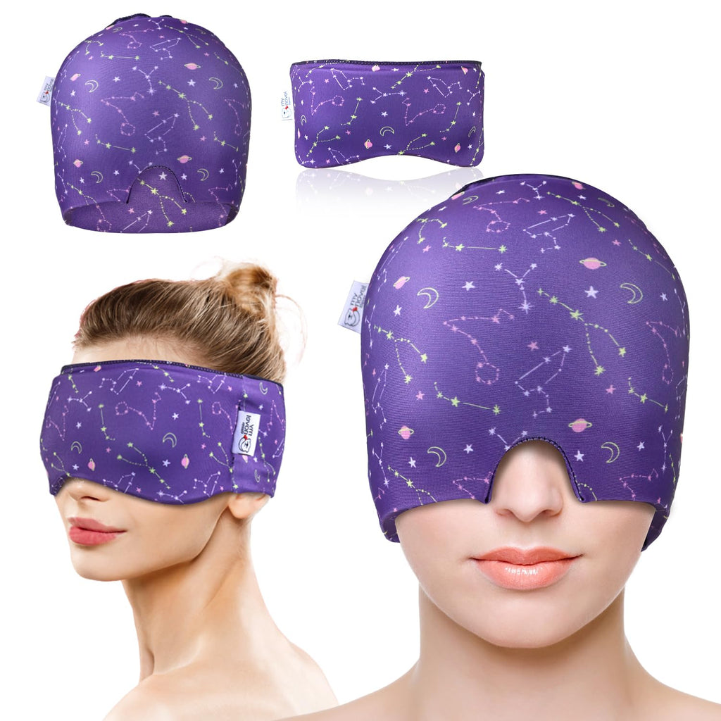 my novel things Migraine Relief Cap, Gel Cooling Headache Mask 2PK | With Hot/Cold Gel for Instant Headache and Stress Relief - Reusable Ice Pack