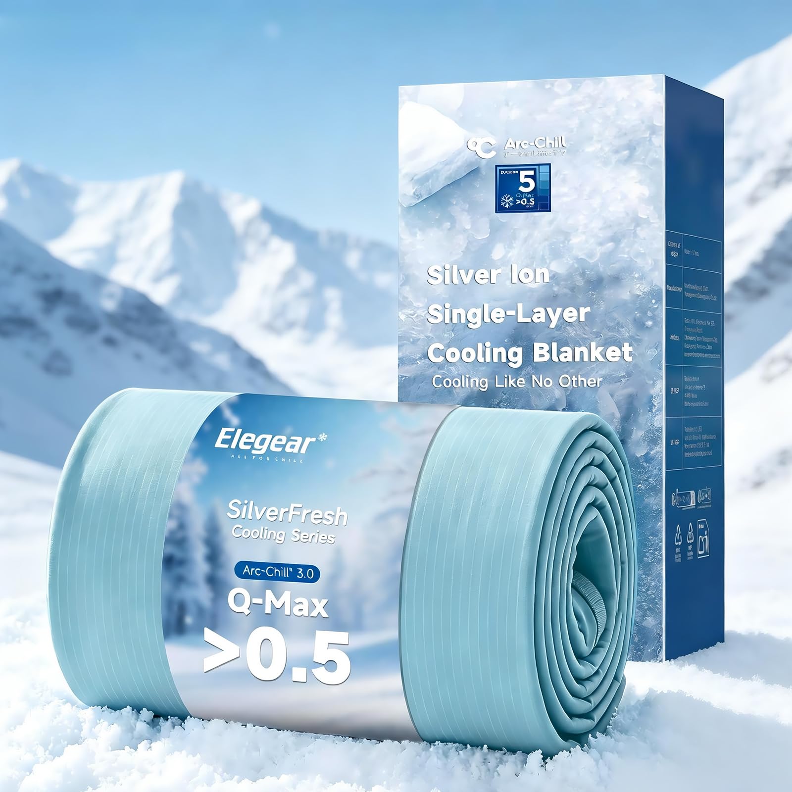 Elegear Silver-Infused Cooling Blanket for Hot Sleepers, Throw XL, Blue | Arc-Chill 3.0 Q-Max>0.5 Cool Fiber; Lightweight, Breathable Comfort with Odor Reduction & Hypoallergenic for Night Sweats