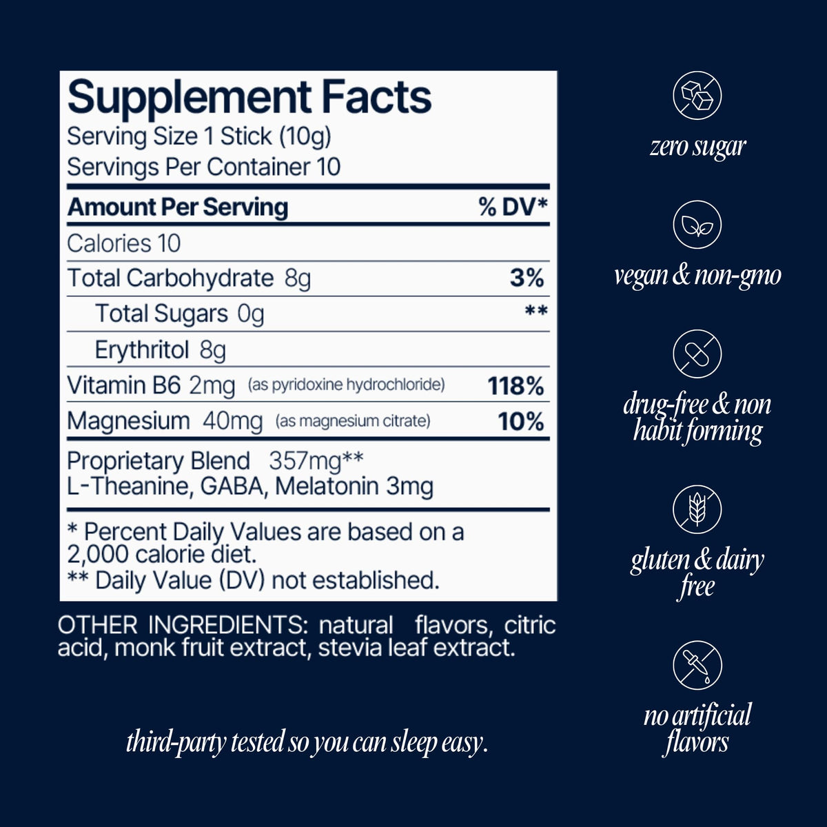 Som Sleep Powder Sleep Aid Adults, Melatonin Magnesium, Cherry, 10-Pack