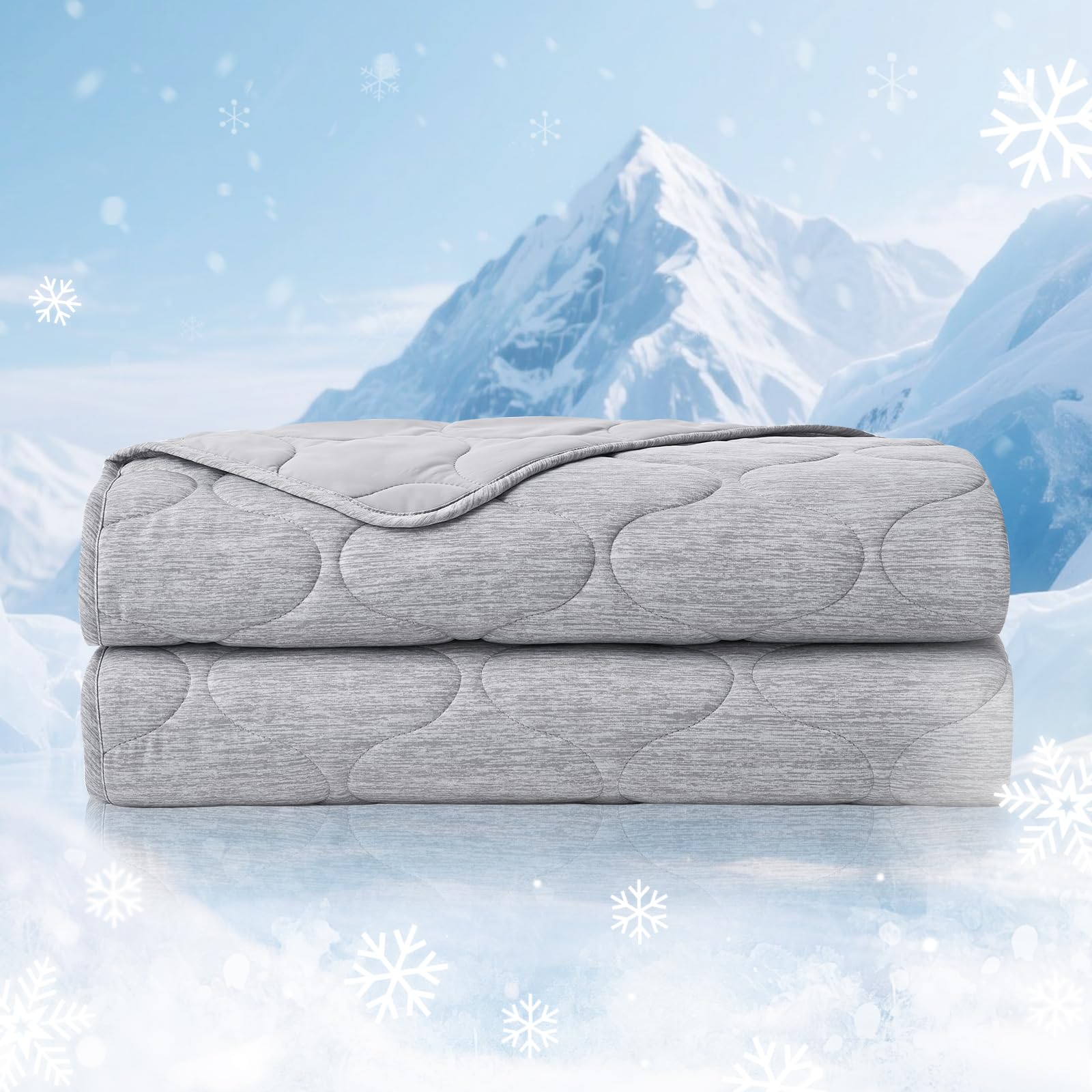 Cozy Bliss Cooling Dual-Sided Blanket for Hot Sleepers, Q-Max>0.46 Lightweight Soft Breathable Bed Blanket, Double Side Cooling Throw for Night Sweats (Silver Grey, 50"x70")