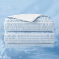 Cozy Bliss Cationic Dyed Seersucker Cooling Comforter Queen Size, Lightweight Airflow Silky Cooling Bedding with Q-Max>0.45 for Bedroom, Home Decor, Hot Sleepers & Night Sweats, Blue 90"x90"