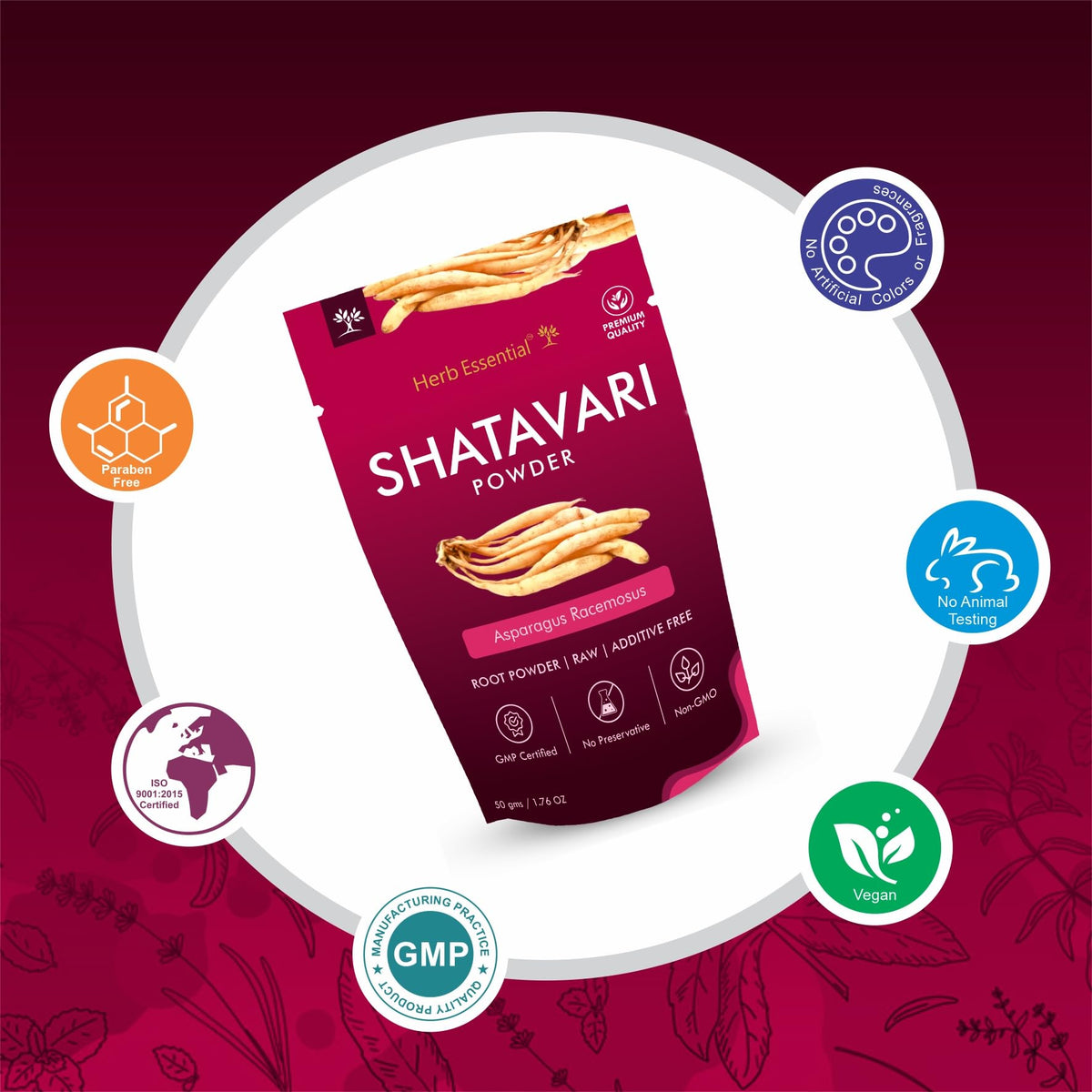 Herb Essential Shatavari Powder, Natural Asparagus Racemosus Root Powder 3.52 oz