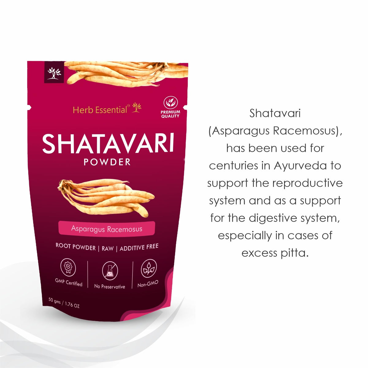 Herb Essential Shatavari Powder, Natural Asparagus Racemosus Root Powder 3.52 oz