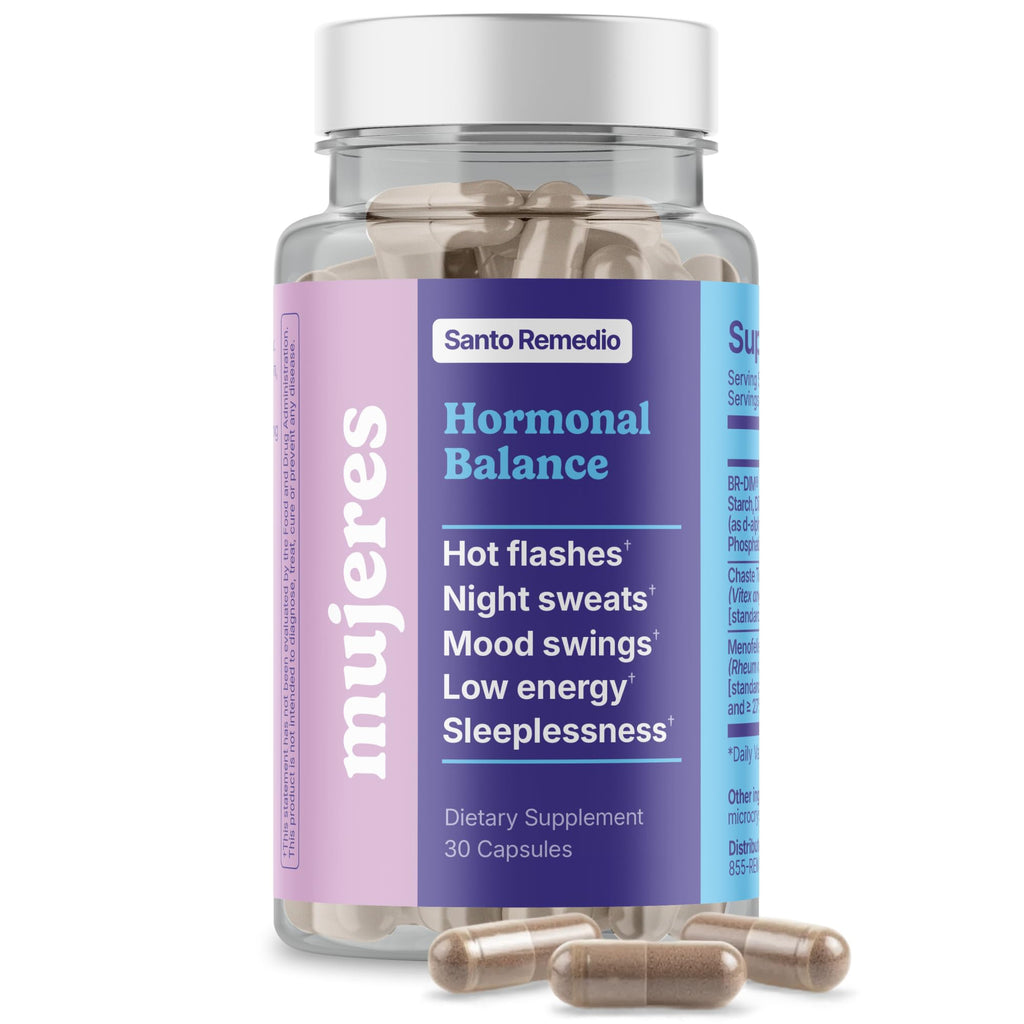Santo Remedio Mujeres Hormonal Balance for Women - 30 Servings | Menopause Support for Hot Flashes, Night Sweats & Mood Swings - Hormone-Free Formula - 30 Capsules