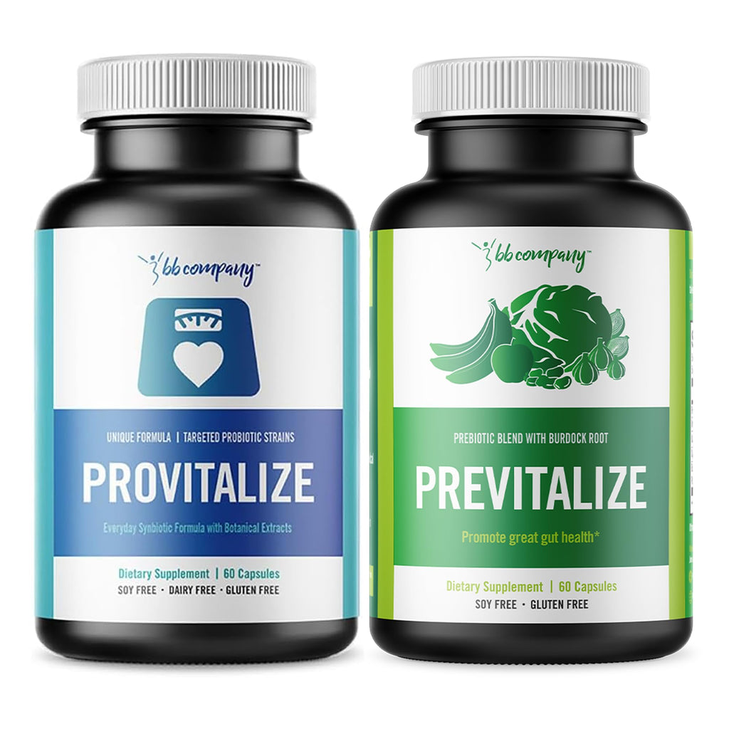 BB Company Slim Gut Bundle | Menopause Prebiotics and Probiotics for Women | Gut Vitamins for Digestive Health | Supports Joint Health & Sexy Midsection | Provitalize & Previtalize | 30 Day Supply