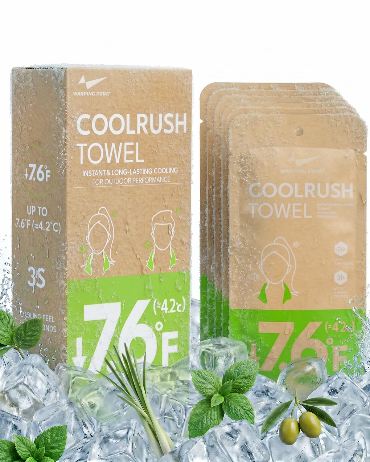CoolRush Towel for Body–10 Pack Individually Wrapped Cooling Wipes | Instant Cooling Neck Wrap, Alcohol-Free Sweat Cooling Towel for Adults | Reusable, Travel, Gym, Music Festival, Camping Essentials