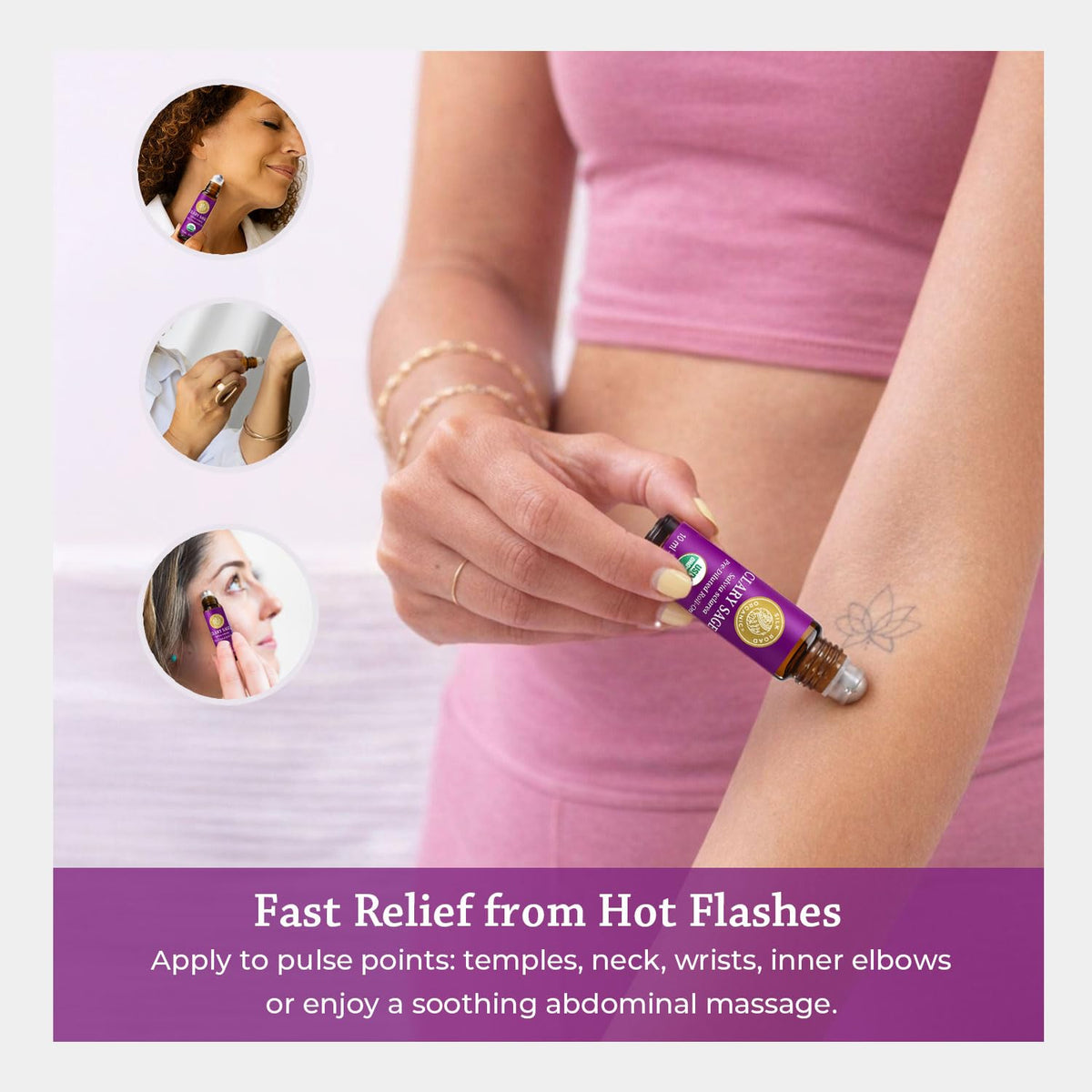 Silk Organic Clary Sage Essential Oil Women’s Roll-On, USDA Certified