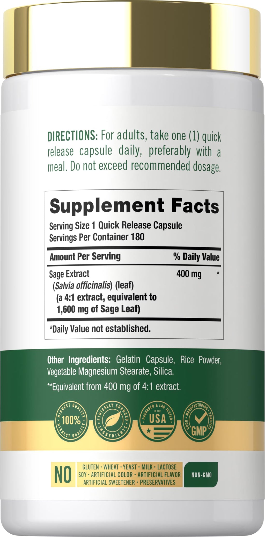 Carlyle Sage Supplement | 180 Capsules | High Potency | for Women and Men