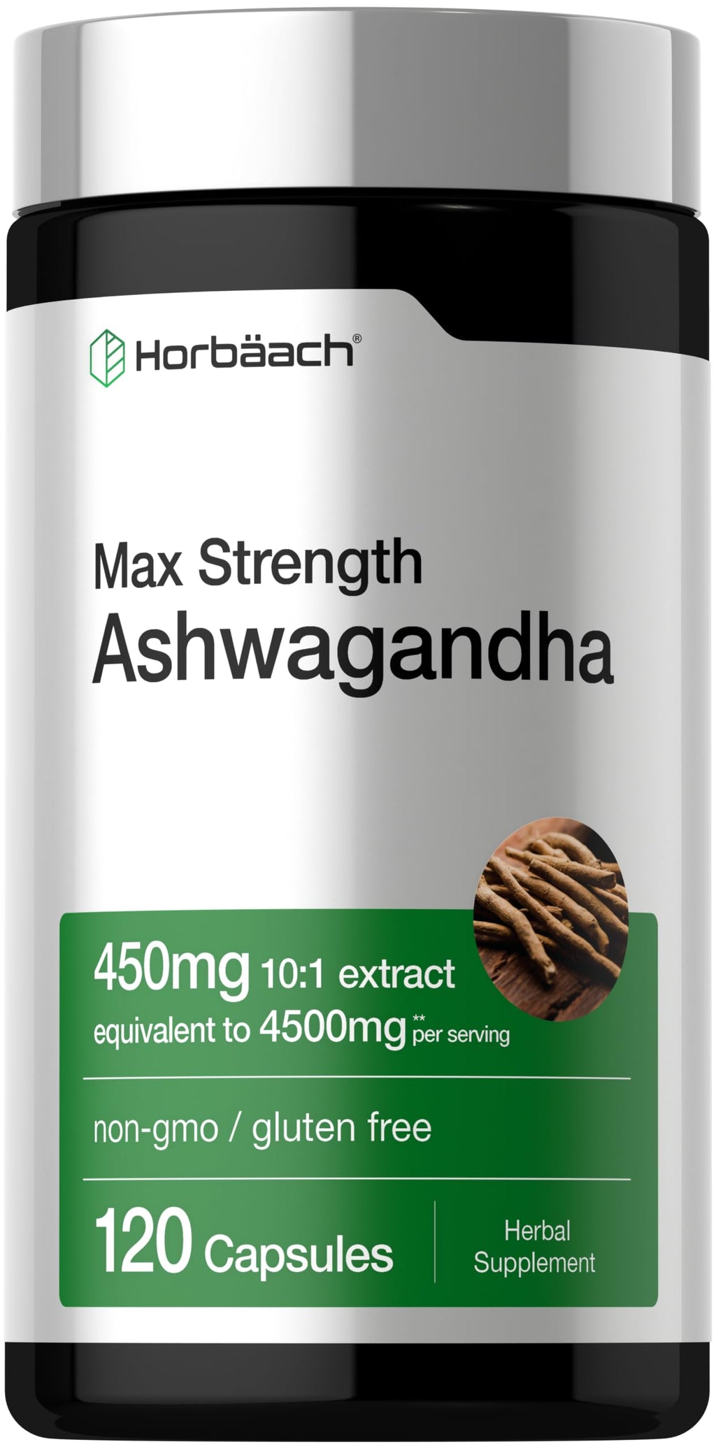 Horbäach Ashwagandha Supplement | Max Strength | 120 Capsules