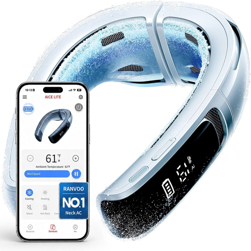 AICE LITE MAX 2026 AI Neck Air Conditioner, Real AC Neck Cooling Fan, White | [No.1 Coolest & Most Durable] 6000mAh Rechargeable Immersive Neck Cooler for Extreme Heat, Work, Travel