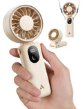 Aecooly Mighty Portable Handheld Fan | 20H Max Cooling | 3 Flexible Modes | 5 Speeds Wind | Battery Level Display | Mini USB Rechargeable Personal Battery Powered Fan Travel Gifts for Women -Beige