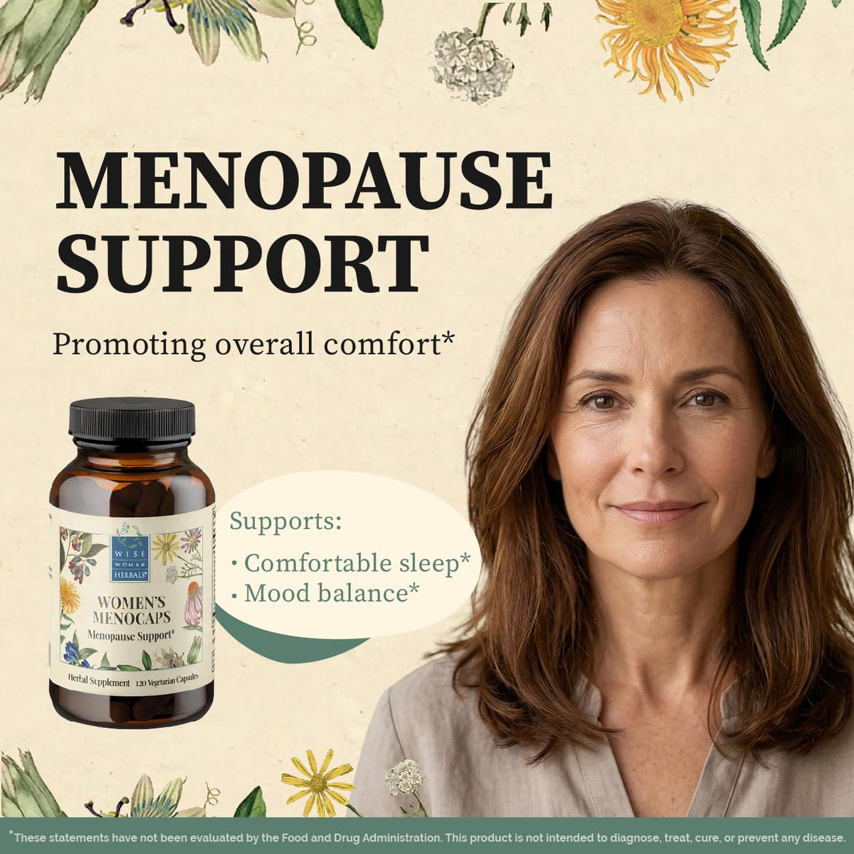 Wise Woman Herbals Menocaps: Herbal Blend, Menopause, Hot Flashes, 120 Caps