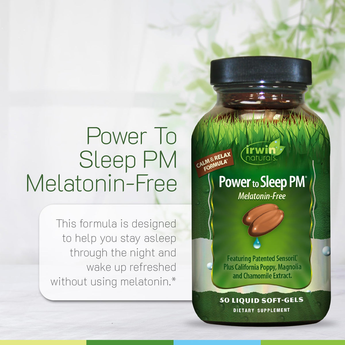 Irwin Naturals Power to Sleep PM Melatonin-Free Sleep Support | 50 Softgels