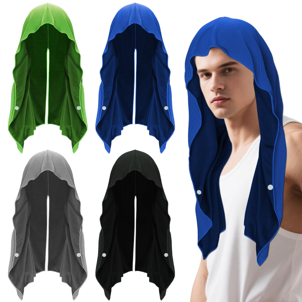 4 Pack Cooling Hoodie Towels Cooling Towels for Neck and Face Quick Drying Sweat Towel Wraps Cooling Head Neck Wraps Sun Protection for Hot Summer Weather Sport Workout