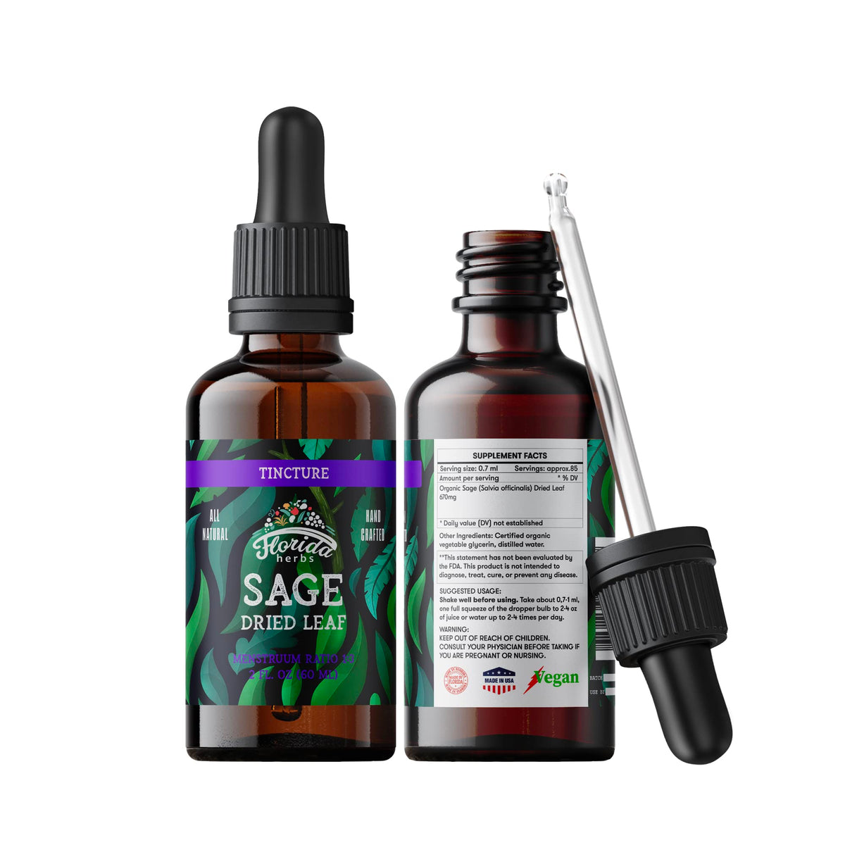 Sage Extract – Natural Dried Sage Supplement – Sage Herb (Salvia officinalis) – Organic Sage Herbal - None-GMO - Made in USA – 2 oz