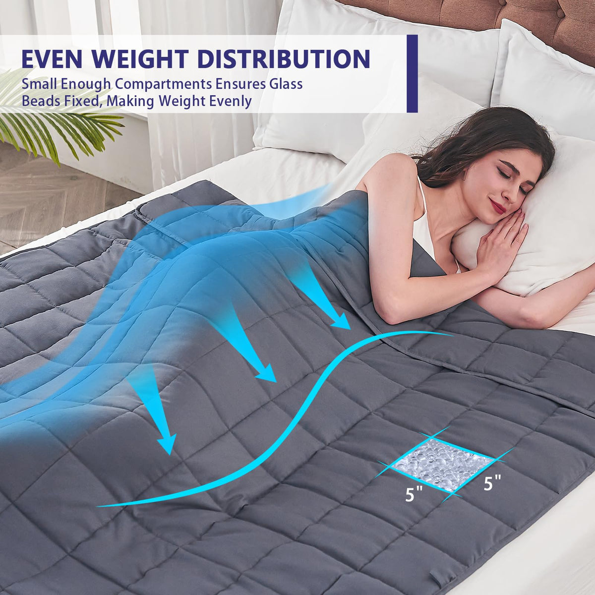 yescool Yetişkinler için Ağırlıklı Battaniye 20 lbs (9 kg), Kraliçe Boyutu, 60" x 80" (152 x 202 cm), Gri
