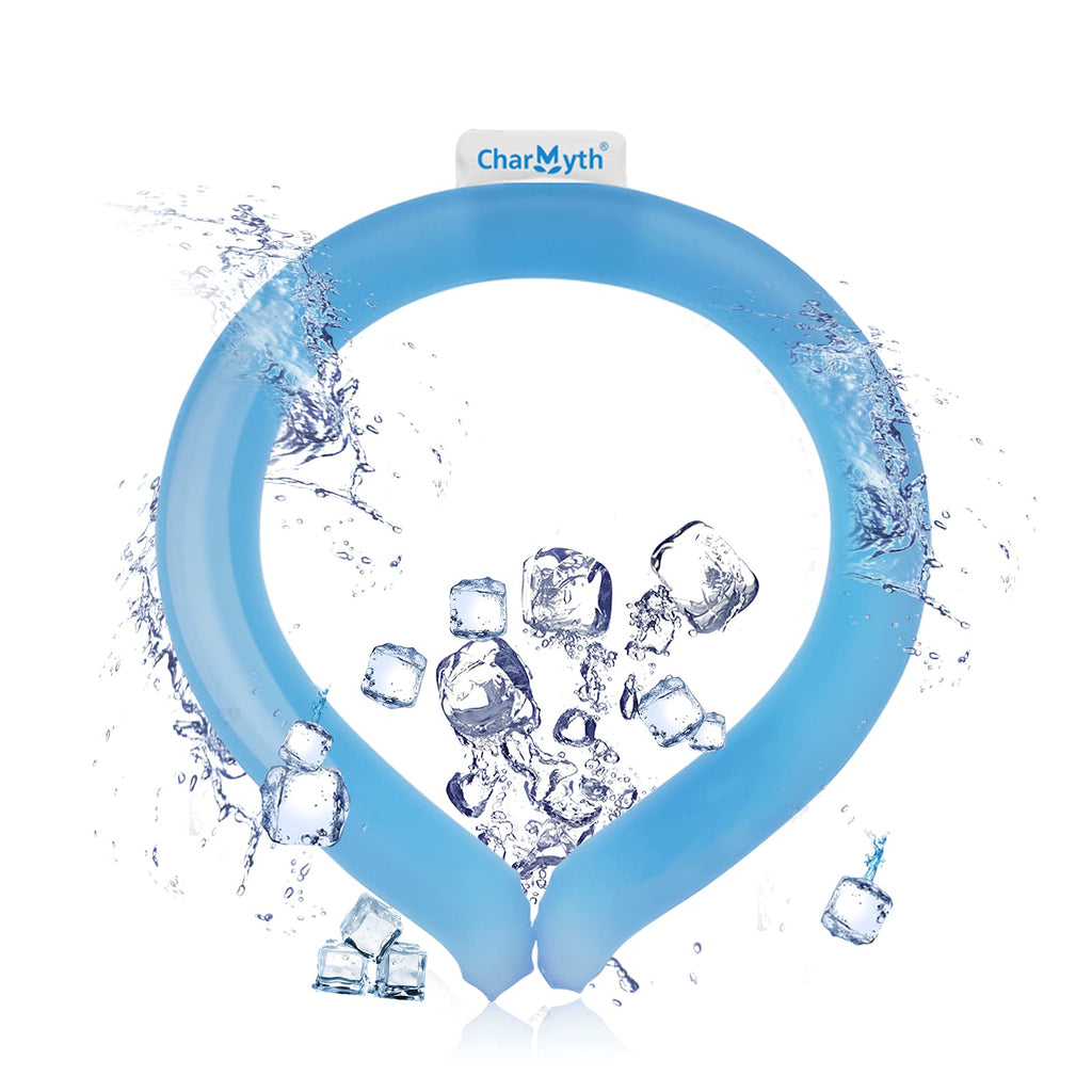 Neck Cooling Tube Reusable Ice Cooler Ring, Blue | Instant Cooling below 15°C (59°F), Portable Neck Wrap, Summer Outdoor & Indoor Use, Heat Relief & Comfort