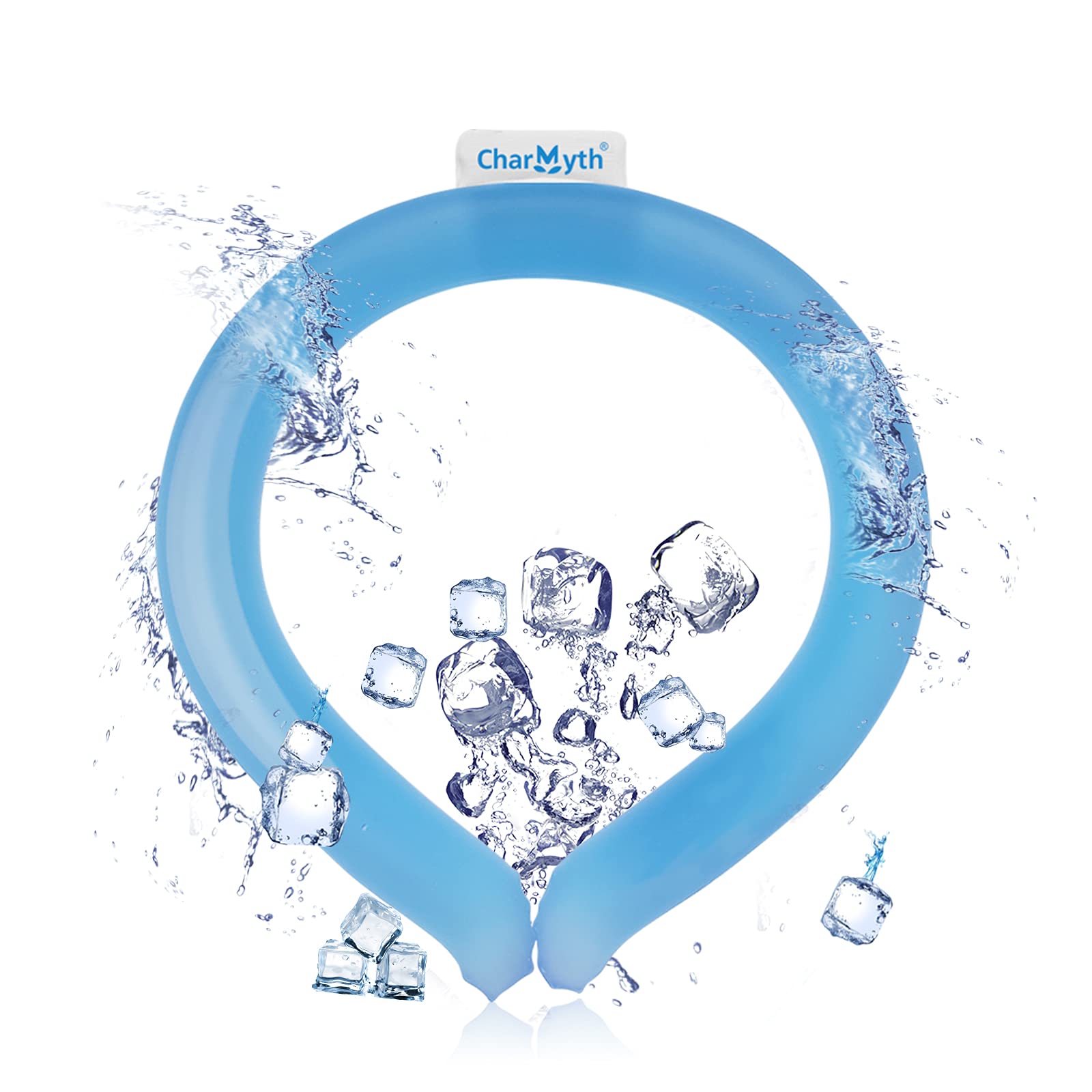 Neck Cooling Tube Reusable Ice Cooler Ring, Blue | Instant Cooling below 15°C (59°F), Portable Neck Wrap, Summer Outdoor & Indoor Use, Heat Relief & Comfort