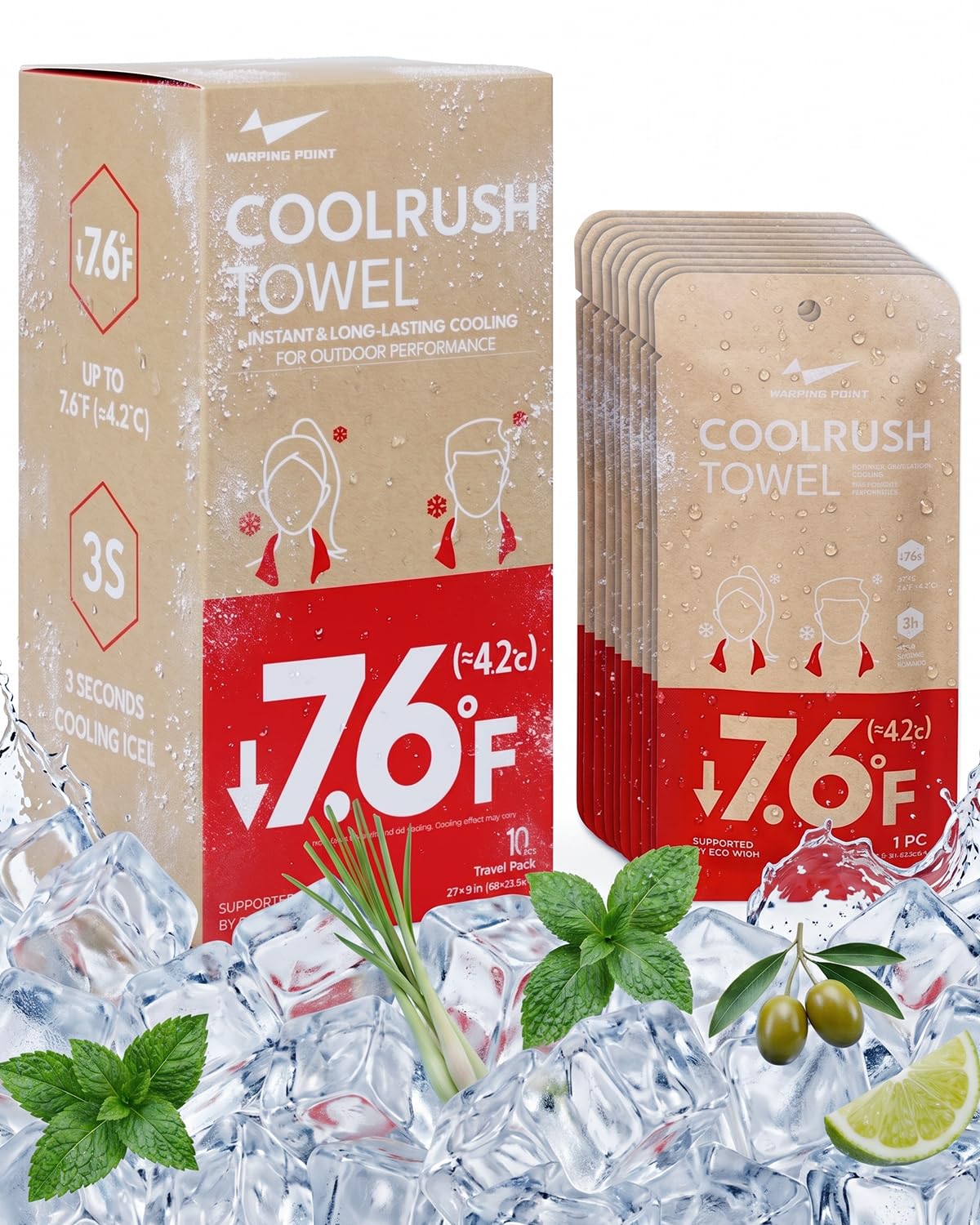 CoolRush Towel, Cold Neck Wrap for Hot Weather, Large Cooling Body Wipe, Chilly Wet Rag For Sports, Travel, Baseball, Yoga, Golf, Softball, Camping, Hiking, Biking, Gym, Trip, Beach Essentials