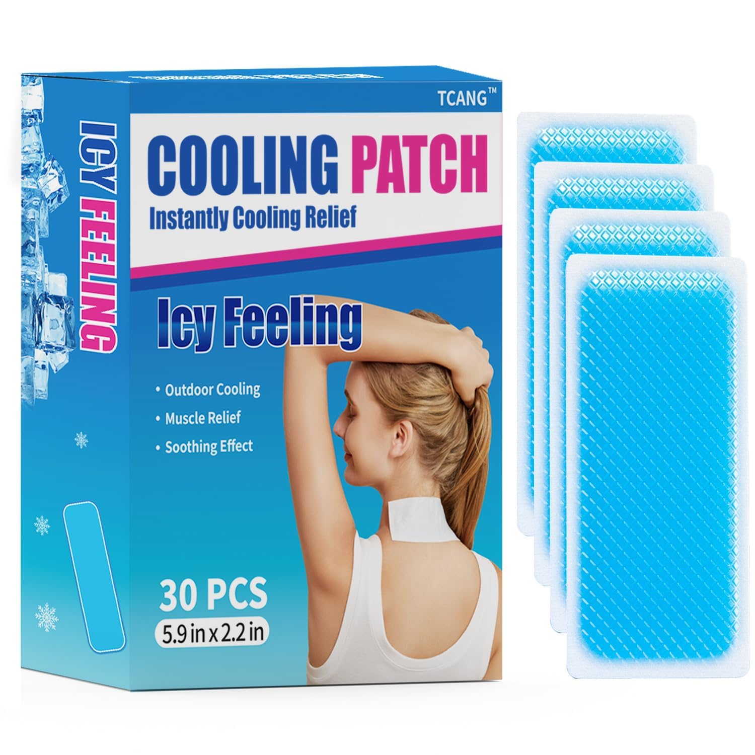 30 Pack Instant Cooling Ice Packs for Outdoor Activities Summer Heat Relief - Large Disposable Cooling Patches for Neck Body, Camping Hiking Sports, Instant Temperature Drop
