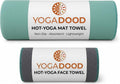 72" x 26.75" Long Hot Yoga Mat Towel Plus Compact Face Towel | Hot Yoga Essentials - Absorbent, Microfiber Material for Workout, Gym - Pack of 2 Yoga Towels - Grip Improves with Sweat