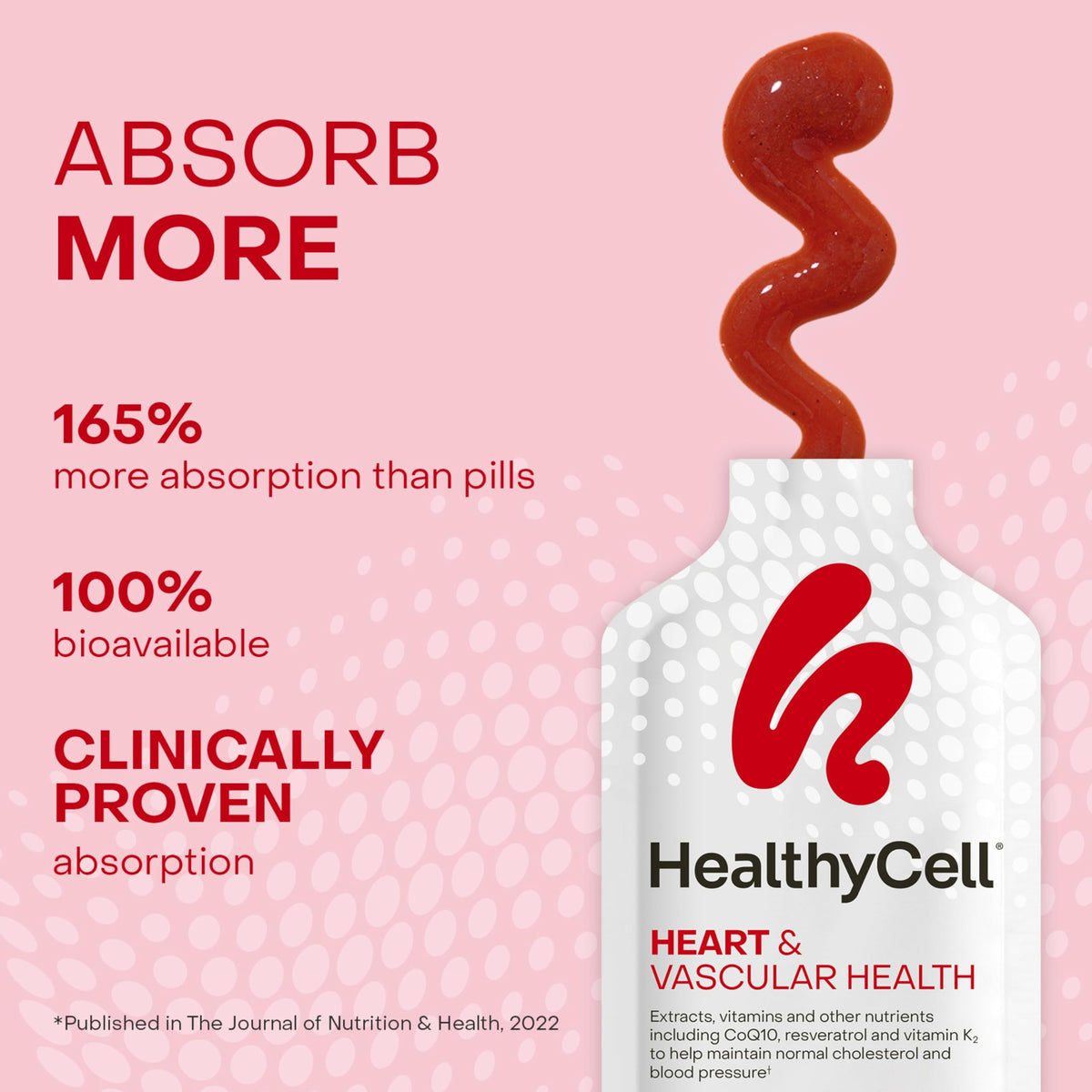 HealthyCell Heart & Vascular Health Daily Liquid Supplement - 14 Gel Packs
