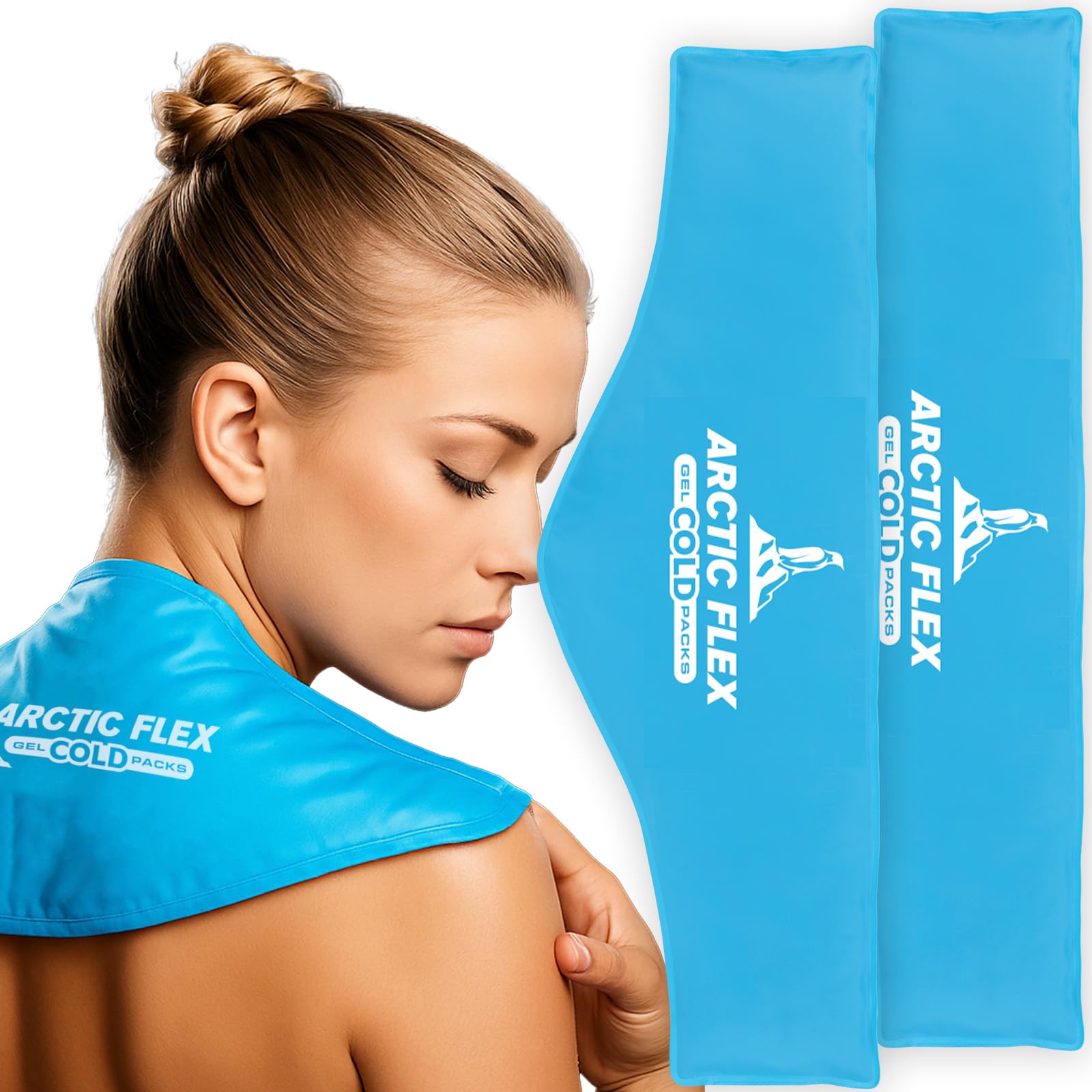Arctic Flex Neck Ice Pack - Cold Compress Shoulder Therapy Wrap - Cool | Reusable Medical Freezer Gel Pad for Swelling, Injuries, Headache, Cooler (Large (1 Pack))