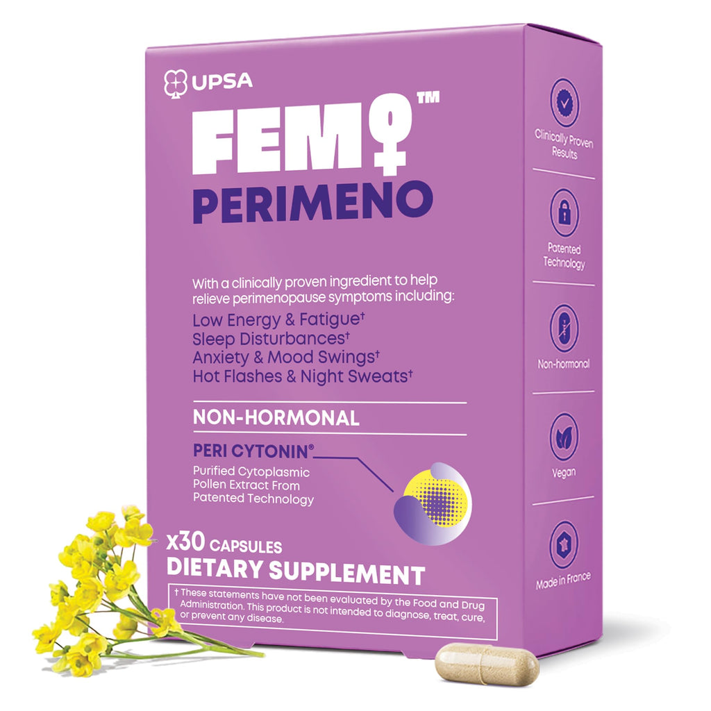 Upsa FEM Perimeno Perimenopause Supplements for Women - Non-Hormonal Pre-Menopause Support for Hot Flashes, Night Sweats, Mood, Sleep & Low Energy - Hormone Balance, Anxiety Relief - 30 Capsules