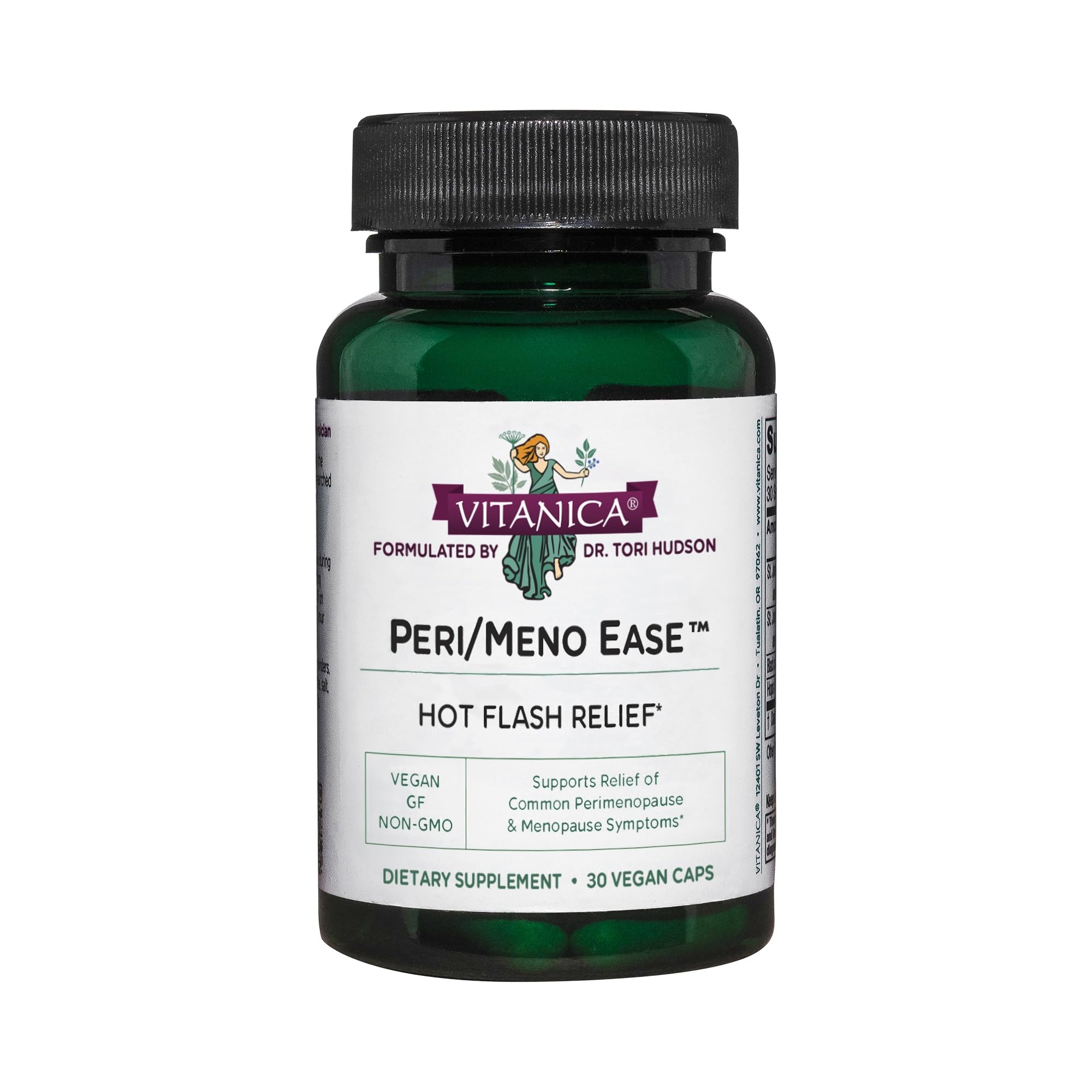 Vitanica Peri/Meno Ease - for Perimenopause and Menopause Symptoms - Hot Flash Relief with Clinically Studied Siberian Rhubarb Extract - Supports Sleep and Stress with Ashwagandha - Vegan - 30 Caps