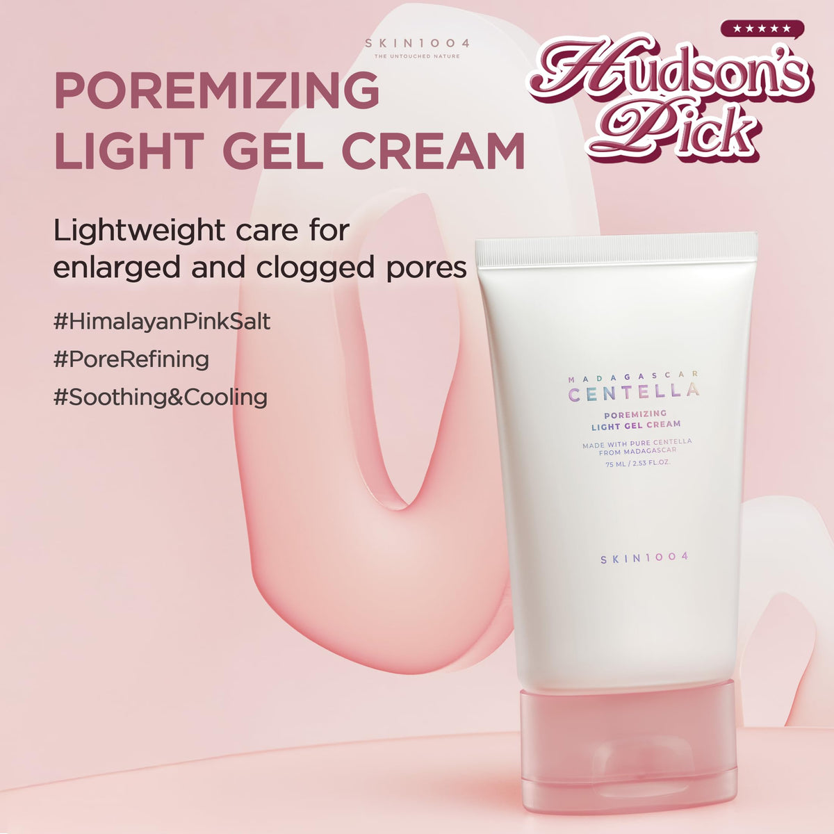 SKIN1004 [Hudson's Pick] Poremizing Gel Cream, Korean Face Moisturizer with Himalayan Pink Salt & Centella, Pore Minimizing Cream for Pore Care & Oil Balance, Korean Skin Care, 2.54 fl.oz, 75ml