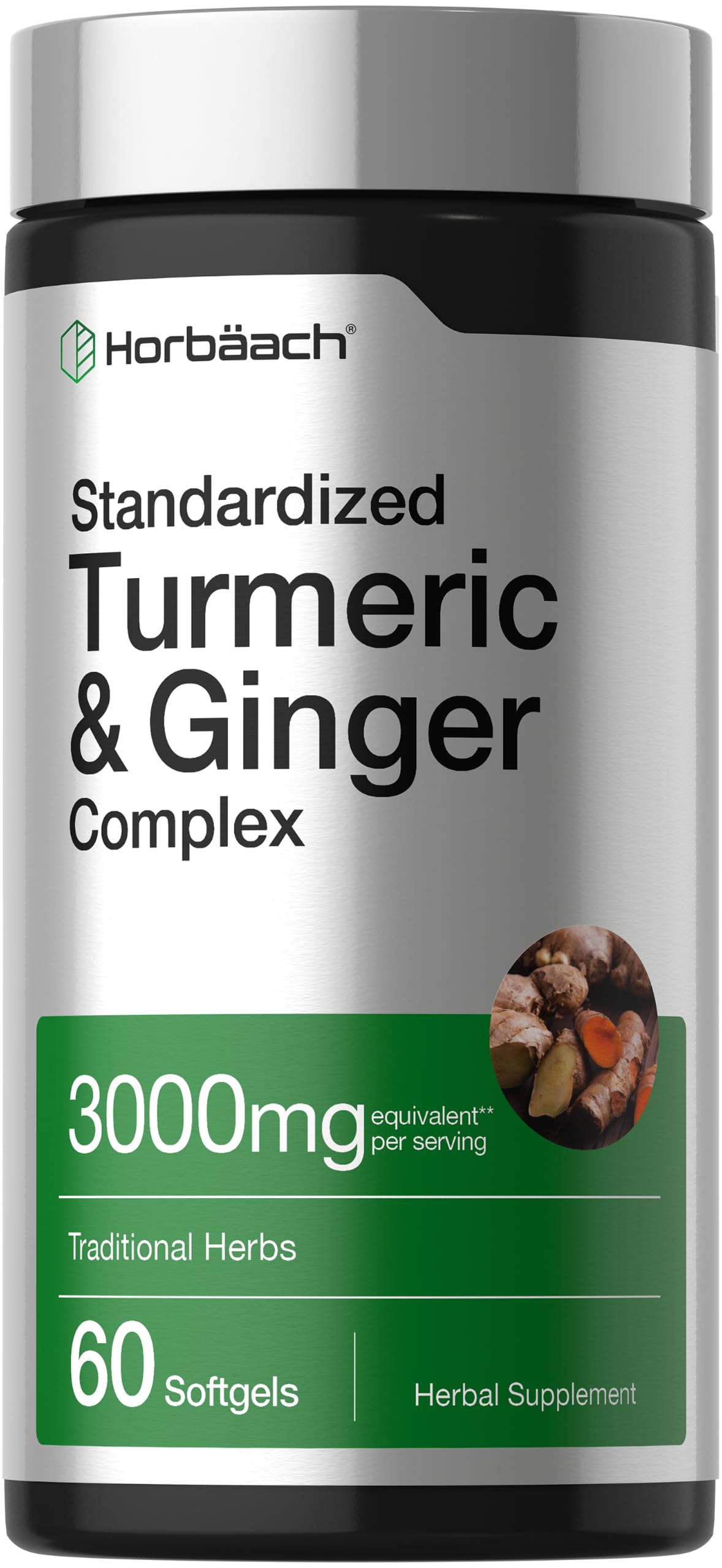 Horbäach Turmeric and Ginger Supplement | 60 Softgel Capsules