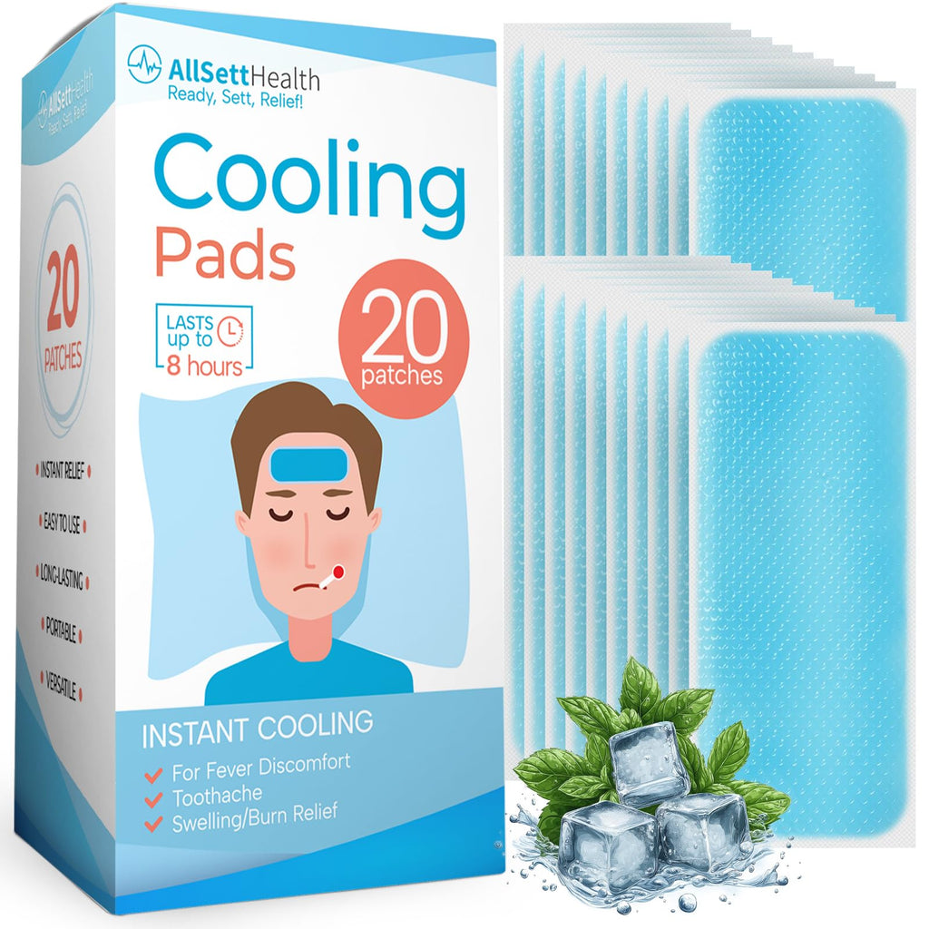 Cooling Patches for Fever and Headache, 20 Pack Migraine Relief for Kids | Cooling Relief for Teens and Adults, Tension and Sinus Headache Patches, Lasts 8 Hours