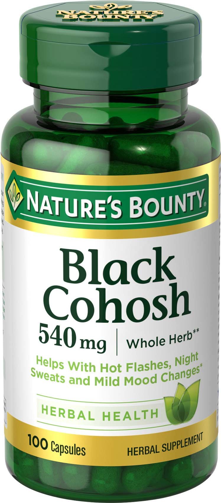 Nature's Bounty Black Cohosh Root Supplement, 540 mg, 100 Capsules
