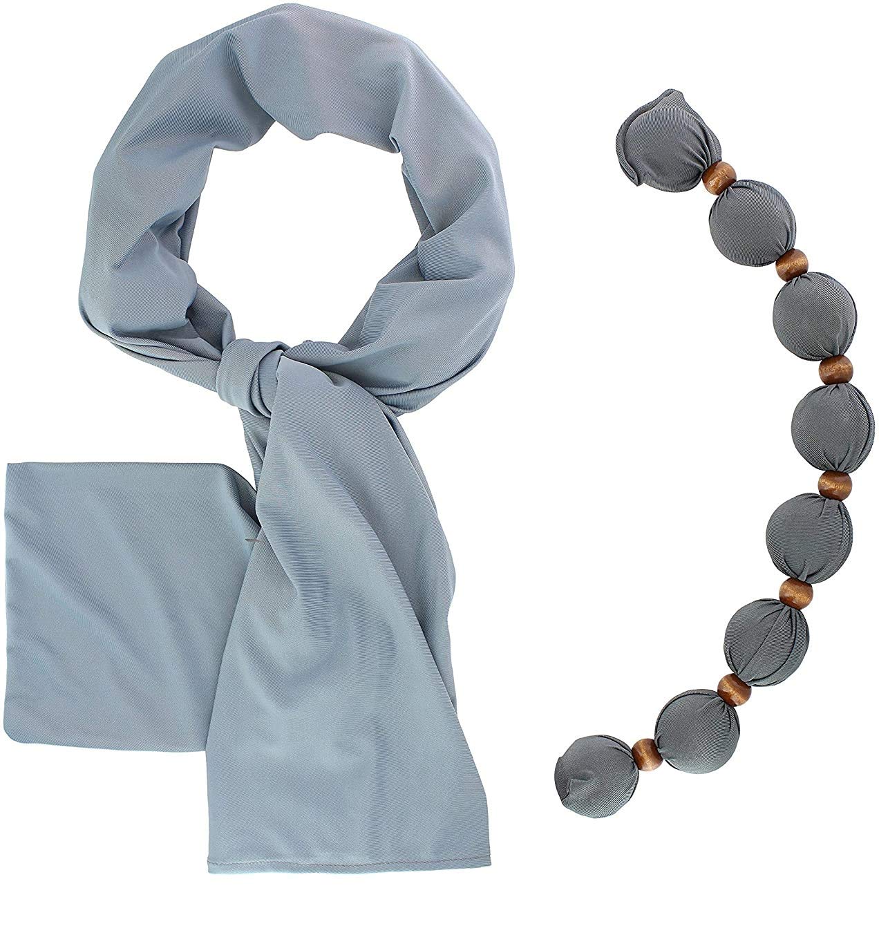 Nano-Ice Cooling Scarf Necklace | 2 Hours of Cooling Comfort for Hot Flashes, Menopause & Heat Intolerance | Mist Grey