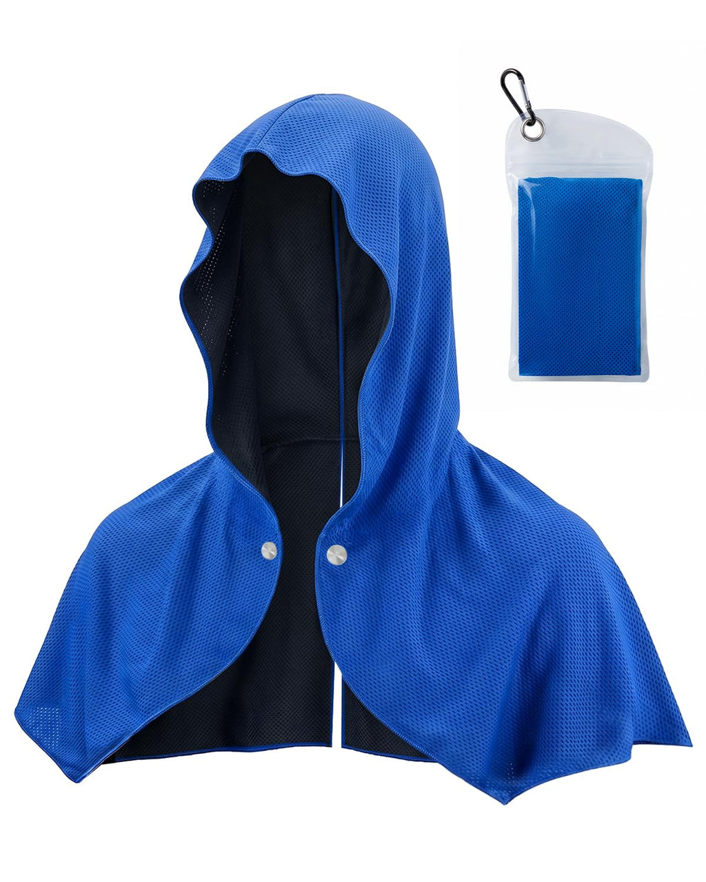 Cooling Hoodie Towel for Neck and Face，Sun Protection & Instant Cooling，Cool Towels for Hot Weather，Soft Breathable Towel for Sports, Gym, Workout, Camping & Cycling, Blue, 1 Pack